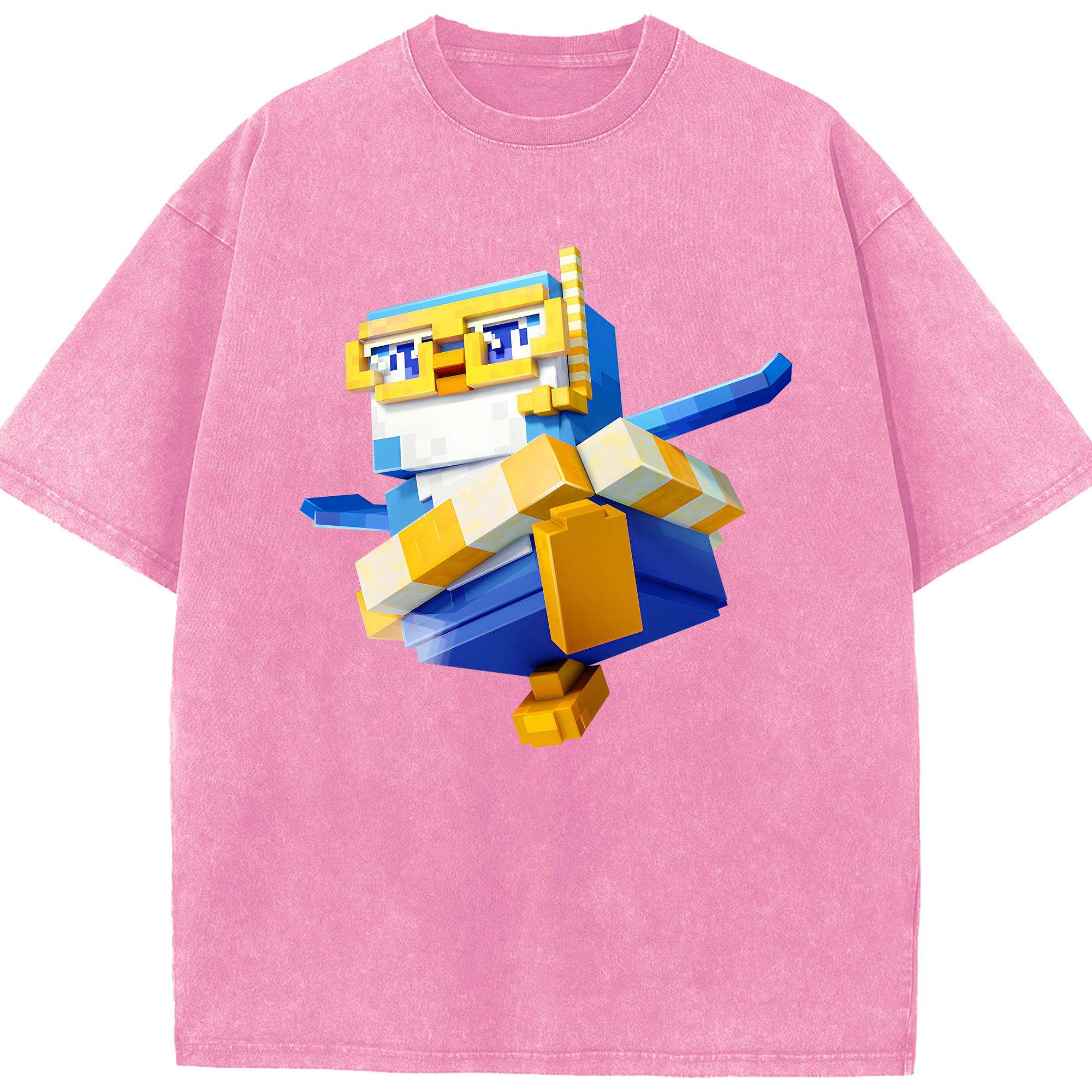 （画像用） マインクラフト ブロックの世界 Minecraft MC Block world 綿100% ヴィンテージ風 半袖Tシャツ（フロントプリント）